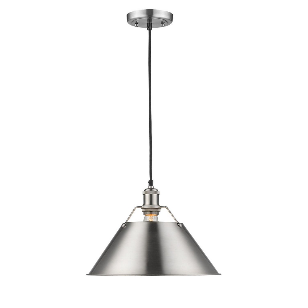 Golden Lighting-3306-L PW-PW-Orwell Large Pendant Pewter Pewter Aged Brass Finish